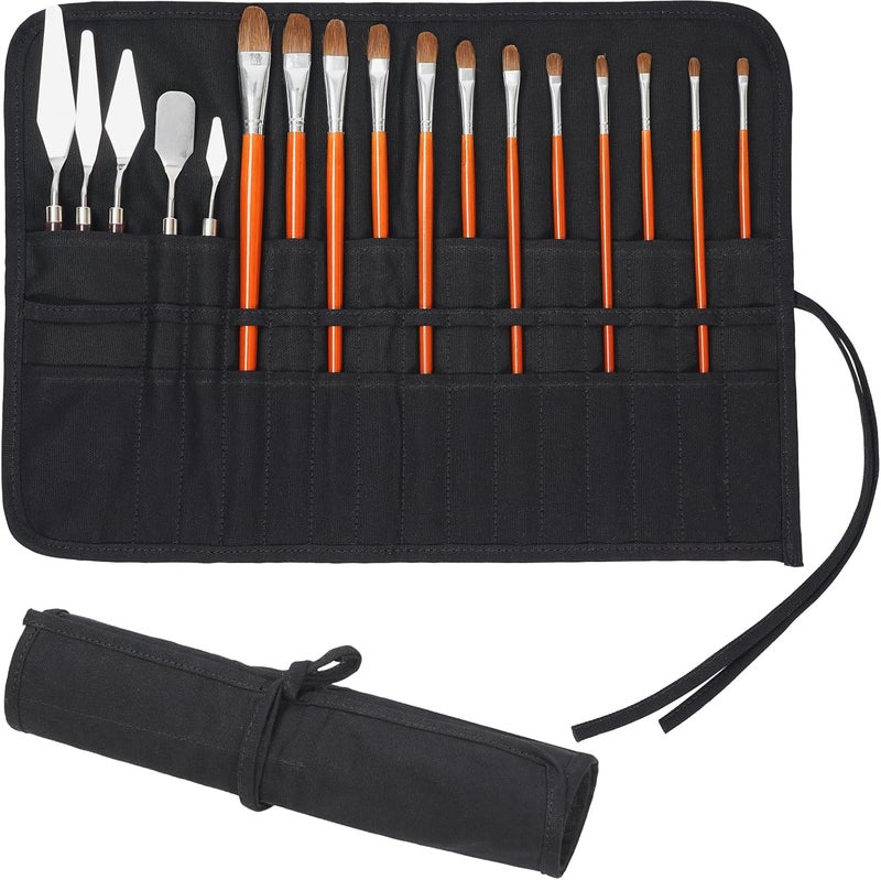 ECHSRT Paint Brush Holder Roll Up Case Storage for Artist Acrylic Oil Watercolor, Holders and Organizers 30 Slots，Black - Image 1